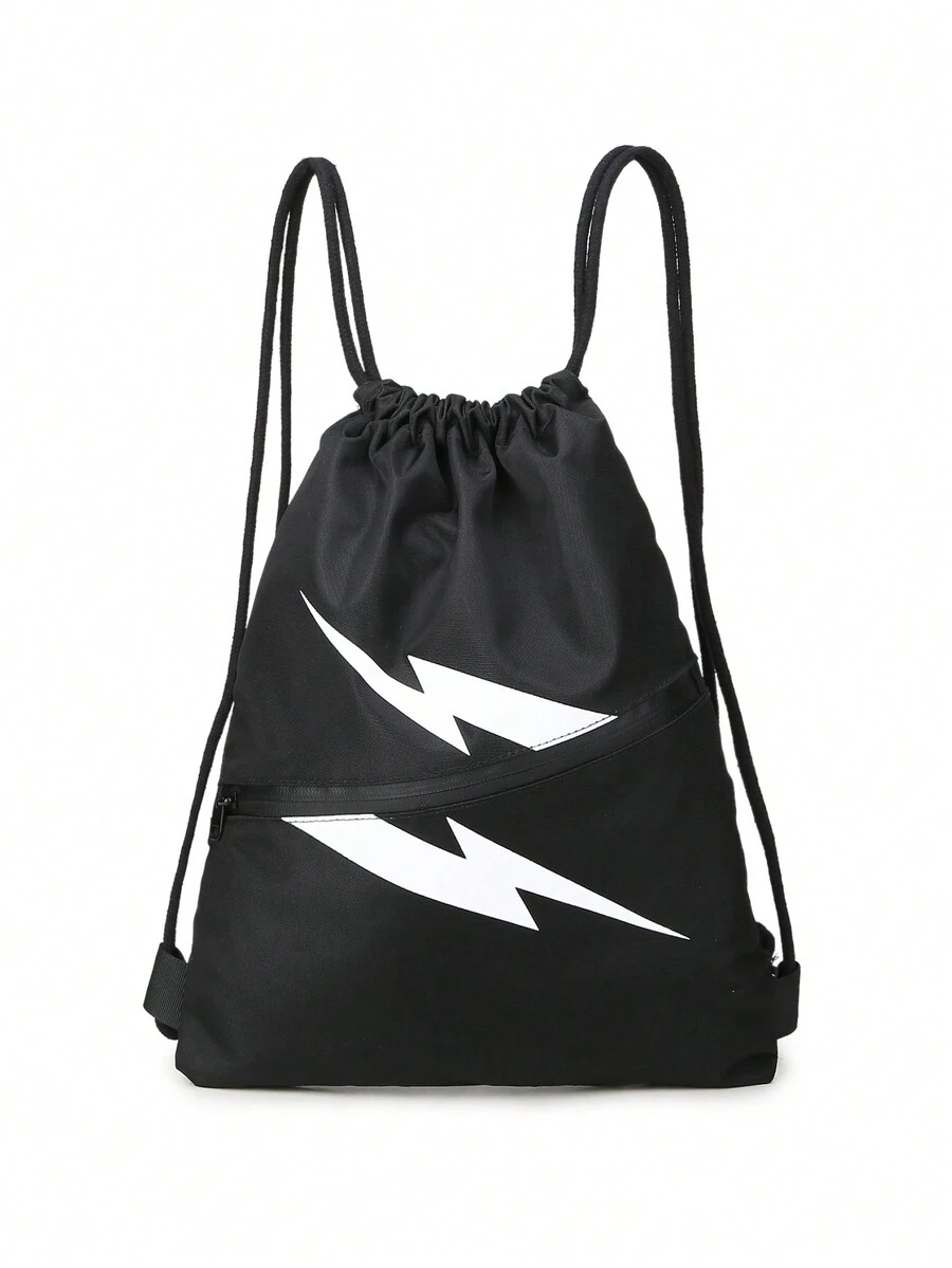 抽绳背包男士运动健身包，防水男士黑色背包，大尺寸干湿分离袋，带两个拉链口袋和水瓶网袋，可容纳足球和鞋子隔层，适合游泳健身户外万圣节圣诞节冬季圣诞节礼物包包拉链包电脑运动包男士礼物黑色包徒步旅行学生大容量多功能便携时尚休闲男士爸爸礼物男友礼物度假 - 黑色 - 查看 1