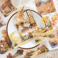 15 张/包复古风景贴纸、创意美学装饰贴纸、DIY 剪贴簿工艺材料、节日礼物、个性化贴纸相册学校用品 - 粉色 - 查看 4