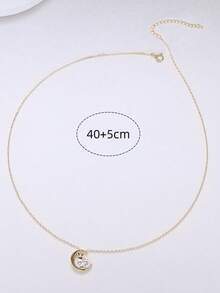 Dai Yan jewelry 1 件简约奢华 925 纯银月亮兔吊坠项链，锆石点缀，时尚珠宝礼物，适合女朋友、学生、圣诞节 - 金黃色 - 查看 4