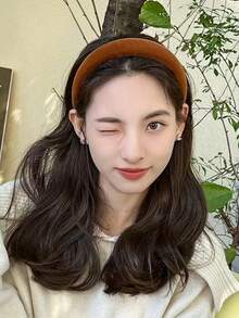 1pc Elegant Leopard Print Headband, Retro Style Hair Accessories Made Of Polyester, Suitable For All Seasons - Coffee Brown - View 3