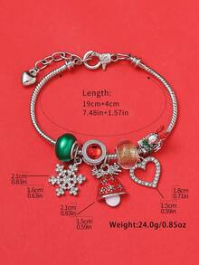 1 Stück Weihnachts-Armband mit eleganter Faux-Perlen-Schleife, Schneeflocke, Rentier, DIY-Perlen und Kupferkette, Kontrast in Rot und Grün, geeignet als Accessoire für Frauen zu Weihnachtspartys, Geschenk für Freunde und Familie