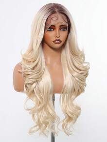 13x6 HD Glueless Lace Front Wigs Ombre Blonde Long Body Wave Synthetic Lace Wig For Women,Wear And Go Wig Wig With Pre Plucked Natrural Hairline And Baby Hair 26 Inch - Tóc vàng ombre - Xem 4