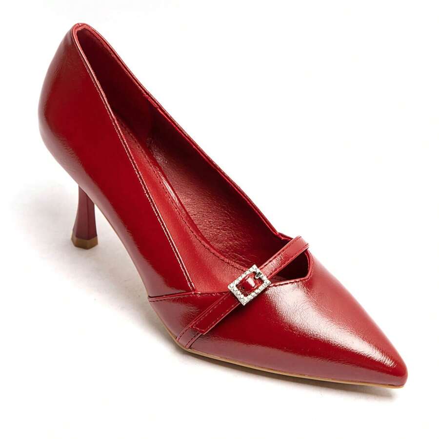 Fashionable, Versatile, Elegant And Minimalist Pointed Toe High Heels - Red - View 1