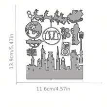 圣诞主题金属切割模具，适用于剪贴簿、DIY 卡片制作和纸工艺品 - 高品质碳钢，与主要模切机兼容 - 銀色 - 查看 8