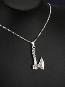 1 Stück neuer Wikinger Piraten Schmuck Keltischer Wolf & Rabe doppelseitiger Axt Anhänger Halskette, Herren Vintage Titan Stahl lange Pullover Halskette, Geburtstagsgeschenk, einzigartiger Edelstahl Farbton verblasst nicht