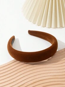 1pc Elegant Leopard Print Headband, Retro Style Hair Accessories Made Of Polyester, Suitable For All Seasons - Coffee Brown - View 1