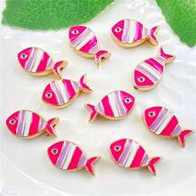 10 mặt dây chuyền giọt dầu hình cá nhiều màu DIY thủ công, dùng làm vòng tay, hoa tai, vòng cổ, phụ kiện trang sức bằng hợp kim - cá nhỏ - Xem 6