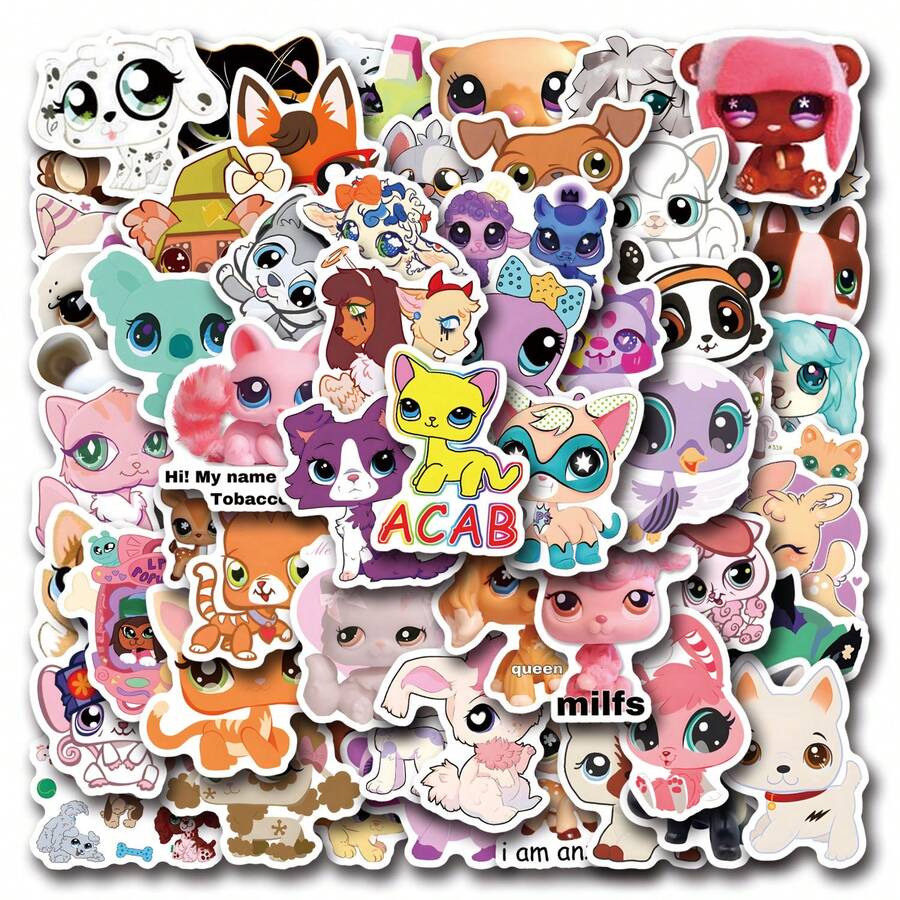 55 miếng dán hình động vật vui nhộn mèo và chó hoạt hình dễ thương thẩm mỹ bằng nhựa vinyl chống thấm nước, dùng cho bình nước, máy tính xách tay, điện thoại, ván trượt, đàn ghi ta, hành lý, sổ lưu niệm, mũ bảo hiểm, xe đạp, xe máy, ô tô, dành cho trẻ em, thanh thiếu niên, đồ trang trí tiệc và quà tặng cho người lớn - Vàng - Xem 1