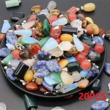 15/20/30pcs Natural Stone Charm Pendant, Various Styles Like Teardrop & Heart Shape, Suitable For Jewelry Making Valentines