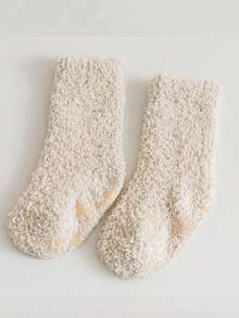 1 Pair Coral Fleece Thick Non-Slip Floor Socks For Babies, Toddler Crew Socks For Indoor Wear, Autumn/Winter - Multicolor - View 23