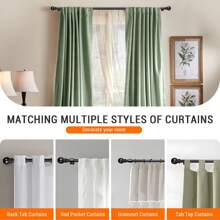 1 件现代优雅哑光黑色金属窗帘杆，5/8 英寸直径装饰窗帘单杆套装，配有圆形顶饰和支架，适用于客厅、卧室、书房、厨房。 - 黑色 - 查看 7