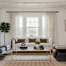 1 件现代优雅哑光黑色金属窗帘杆，5/8 英寸直径装饰窗帘单杆套装，配有圆形顶饰和支架，适用于客厅、卧室、书房、厨房。 - 黑色 - 查看 6