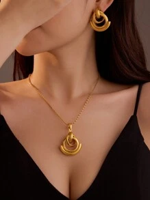 Bộ trang sức vòng cổ và hoa tai nhiều hình dạng thời trang, thiết kế dành cho cả nam và nữ, thích hợp cho các ngày lễ, sinh nhật, tiệc tùng, đám cưới - Nhiều màu - Xem 16