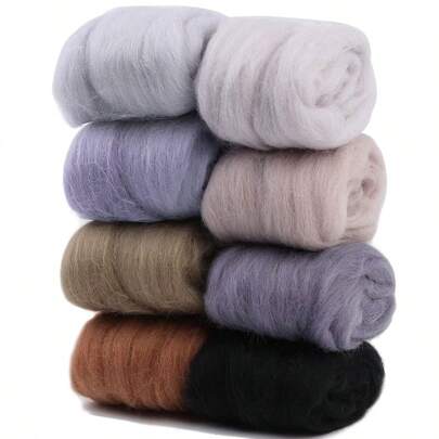 8 colores de lana natural en hebras para fieltro de aguja, lana a granel para fieltro, lana en hebras para fieltro de aguja, para materiales de manualidades DIY y artesanos del fieltro, 10g/color