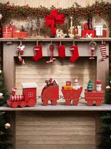 1件木制圣诞老人、雪人和4节车厢火车装饰摆件，家居装饰，派对用品，生日礼物，圣诞装饰，房间装饰，冬季圣诞装饰，家居圣诞礼物，圣诞装饰 - 彩色 - 查看 19