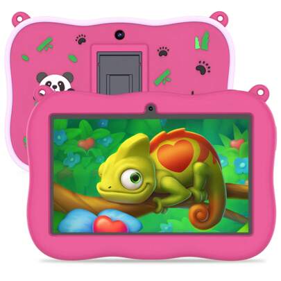 PRITOM TOUCH 7 Kids Tablet 7 Inch Android 13/ Unisoc 7731E 4-Core/2GB RAM + 32GB ROM/ 802.11b WIFI 2.4G/1280x600px IPS-upplösning Skärm/Dubbelkamera 0.3MP+2.0MP/Installerad Tablet-Installerad Utbildning/Föräldrakontroll/Föräldrastyrd adapter)