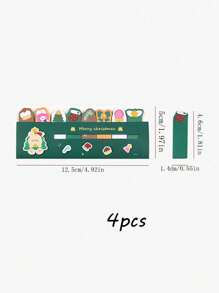 4 件装圣诞节排好便签可爱索引贴纸卡通便签文具 - 最受欢迎的圣诞礼物和学习用品 - 彩色 - 查看 8