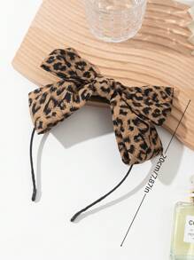 1pc Girls Cute & Elegant Leopard Print Bow Headband, Suitable For Daily Wear - Multicolor - View 5