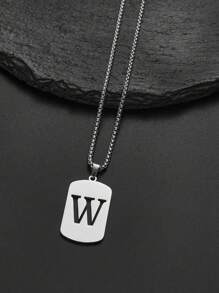 1 pièce Collier en acier de titane avec 26 lettres anglaises pour hommes et femmes, étudiants et couples, design minimaliste, polyvalent, collier de bénédiction initiale, convient pour un port quotidien, fête, Noël, Saint-Valentin, cadeau - Argent - Voir 30