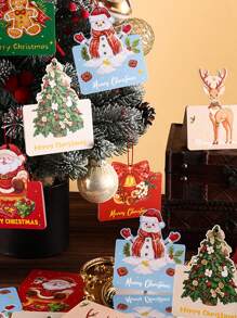 12 件复古圣诞礼物标签贺卡、带挂绳孔的花店装饰品，最受欢迎的圣诞礼物！ - 彩色 - 查看 4