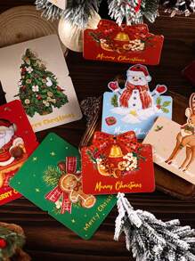 12 件复古圣诞礼物标签贺卡、带挂绳孔的花店装饰品，最受欢迎的圣诞礼物！ - 彩色 - 查看 9