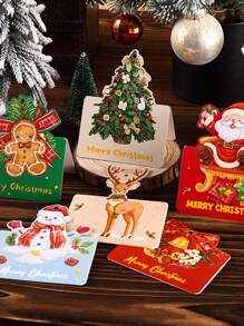 12 件复古圣诞礼物标签贺卡、带挂绳孔的花店装饰品，最受欢迎的圣诞礼物！ - 彩色 - 查看 3