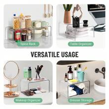 Clear Cabinet Organizer, Shelf Organizer 2 Sets For Kitchen Organizers And Storage, Display Pantry Cabinet Shelf, Room Decor Countertop Desk Organizer Shelves, Ideal For Spice Organization For Cabinet - 白色 - 查看 6