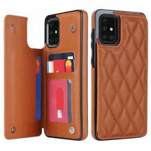 AWQUER 钱包手机壳适用于 16 15 14 Plus 13 12 11 Pro Max 8 7 Plus SE 5G 2020 2022 带信用卡插槽支架，PU 皮革手机壳适用于 Galaxy S24 S23 S22 S21 S20 FE Note 20 Ultra 10 Plus A55 A35 A25 A15 A54 A14 A73 A53 A13 A72 A52 A22 A12 A71 A51 A70 A50 S 4G 5G 支架防震带 RFID 屏蔽手机袋保护套 - 棕色 - 查看 50