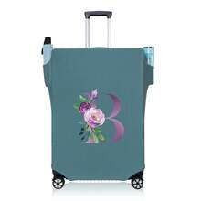 行李箱罩旅行箱罩适用于 18 至 32 英寸行李箱保护套男女户外度假旅行必备配件涤纶行李箱弹力防尘罩时尚首字母姓名 A 至 Z 字母印花 - 藍-圖案 1 - 查看 14