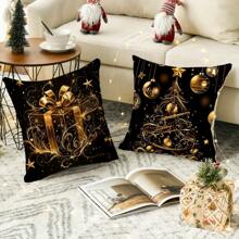 4 vỏ gối lông ngắn mộc mạc, vỏ gối vuông Giáng sinh sang trọng màu đen vàng, vỏ gối trang trí cho phòng khách phòng ngủ ghế sofa Giáng sinh, trang trí nhà cửa trang trí phòng tiệc trang trí in một mặt không có lõi gối 17,72in * 17,72in - Nhiều màu - Xem 6