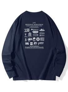 女式字母印花圆领休闲可爱宽松长袖 T 恤上衣，百搭，秋冬