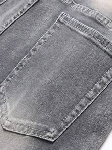 Grey Jeans For Men Stacked Stretch Ripped Denim Slim Fit Strechy Holey Jean Distressed Destroyed - Grey - View 5