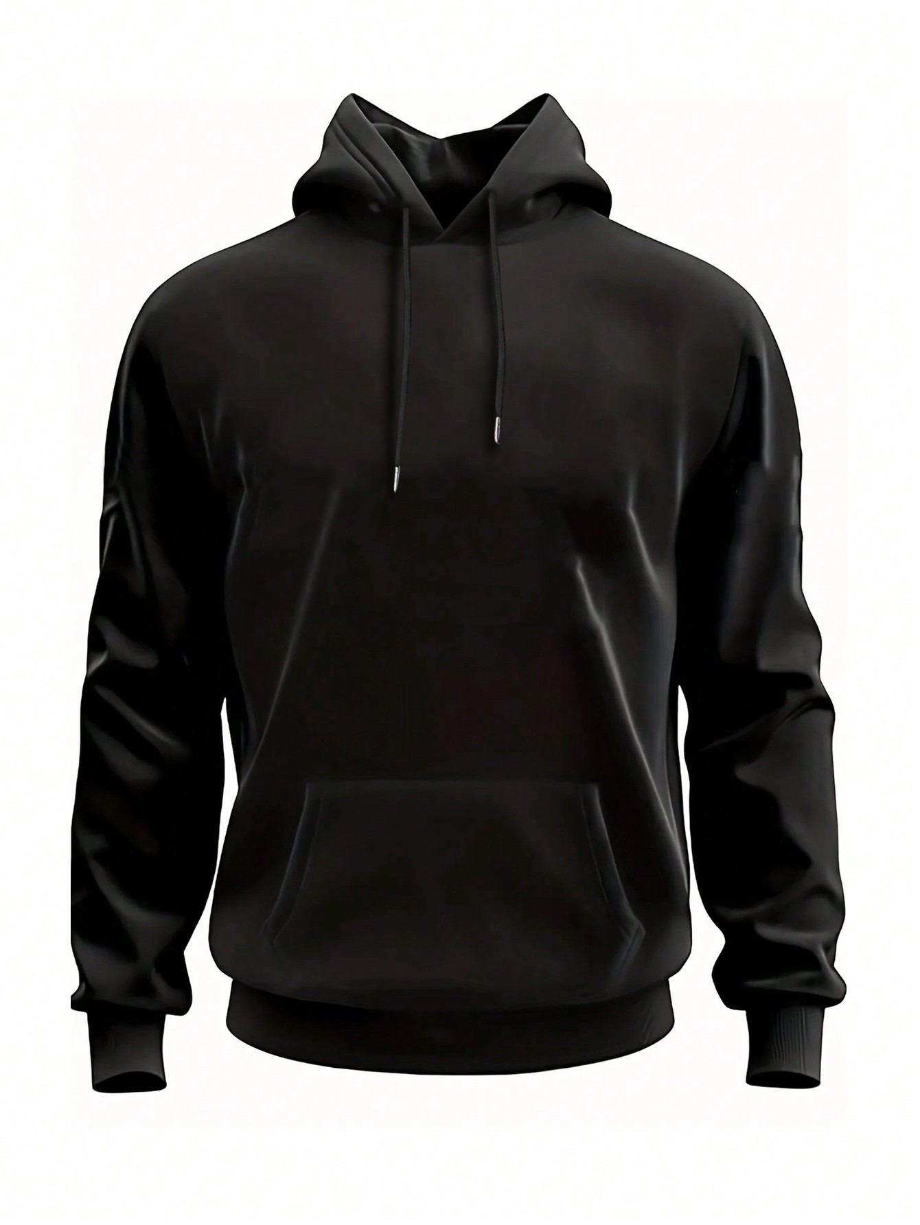 هودي رجالي بأكمام طويلة وجيب، لون أحادي، مناسب للش...