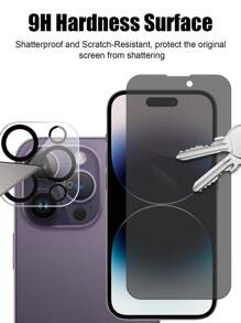 四合一包装：2 个屏幕隐私保护膜和 2 个相机镜头保护膜，兼容 iPhone 15/15Plus/15Pro/15Promax - 黑色 - 查看 2