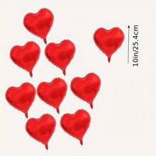 50 个/套红色心形铝箔气球，5/10/18 英寸，适合情人节、母亲节、新年主题派对装饰 - 紅色愛心氣球 - 查看 13
