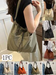 1 Túi đeo vai thời trang thường ngày cho nữ, Túi đựng nước chéo vai có dây rút dung tích lớn - Nhiều màu - Xem 2