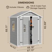 Bealife 6x4ft Outdoor Storage Shed,  Waterproof Resin Sheds Storage With Floor Window Lockable Door  For Patio Backyard Lawn Pool - Grey - View 8