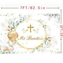 First Photography Backdrop Bohemian Flower Baptism Decoration Banner God Bless Gold Cross Backdrop Studio Props Back To School Valentine's Day
