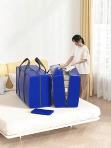 1 Túi đựng và xử lý vải siêu dày và chịu lực, vải có thể gấp lại, đường khâu tinh xảo, túi đựng có khóa kéo hai chiều, túi đựng dung tích lớn, túi đựng đồ chơi, túi đựng hành lý, thích hợp để vận chuyển tại nhà, lưu trữ tại nhà, túi đựng đồ, túi chuyển nhà, túi đựng quần áo - Màu xanh hải quân - Xem 1