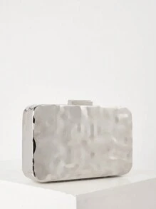 迷人、优雅、精致、安静奢华迷你休闲金属手拿包，适合派对、婚礼、舞会、晚宴/宴会，搭配婚纱、礼服、舞会礼服、生日礼服 - 銀色 - 查看 3