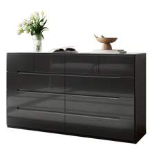 10 Drawer Dresser, 55" Dresser For Bedroom, High Gloss Dresser, Chest Of Drawers, Black, White - 黑色 - 查看 7