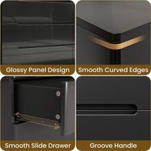 10 Drawer Dresser, 55" Dresser For Bedroom, High Gloss Dresser, Chest Of Drawers, Black, White - 黑色 - 查看 5