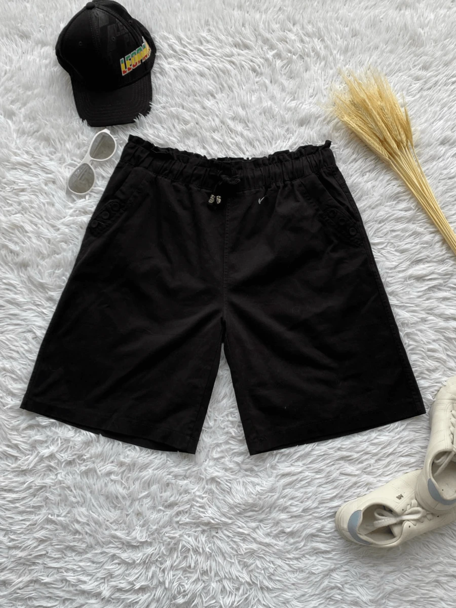Women's Bermuda Shorts With Elastic Pusa - 黑色 - 查看 1