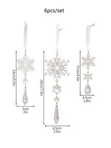 6 件套圣诞装饰品圣诞节亚克力雪花吊坠圣诞树饰品冰柱仿真雪花墙壁家居装饰，圣诞节 - 無色 - 查看 3