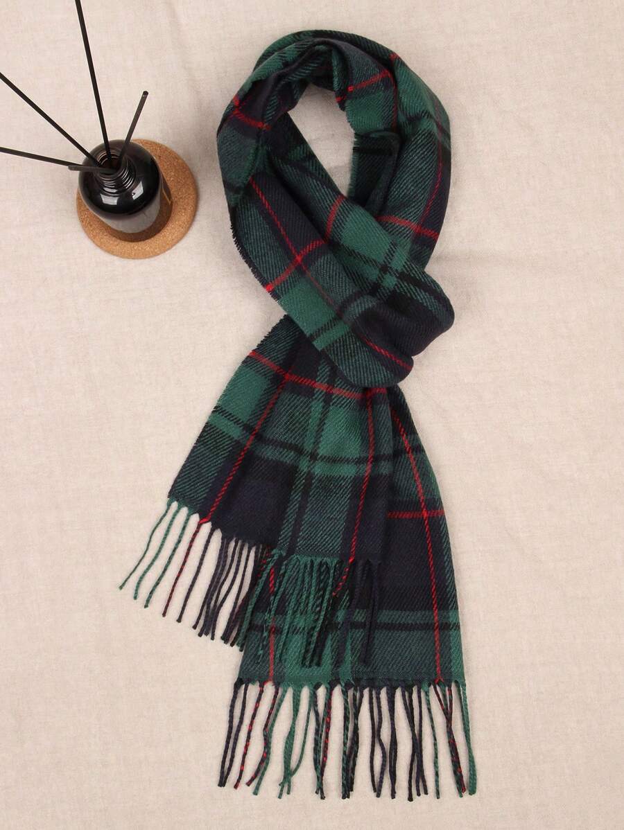 Khăn choàng cổ kẻ caro cổ điển dành cho cả nam và nữ, mọi mùa, quà tặng bạn trai, quà tặng sinh nhật, len nguyên chất, khăn choàng ấm áp, hai mặt cao cấp, phong cách Hàn Quốc, khăn choàng nhiều màu sắc bằng vải cashmere giả cho nữ, dày và ấm áp thường ngày - Nhiều màu - Xem 1