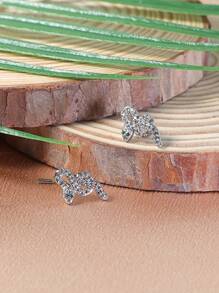 2 件优雅小蛇装饰水钻不锈钢蛇形鼻环/鼻环，低过敏穿孔身体首饰 - 銀色 - 查看 9