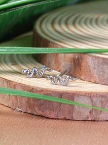 2 件优雅小蛇装饰水钻不锈钢蛇形鼻环/鼻环，低过敏穿孔身体首饰 - 銀色 - 查看 6