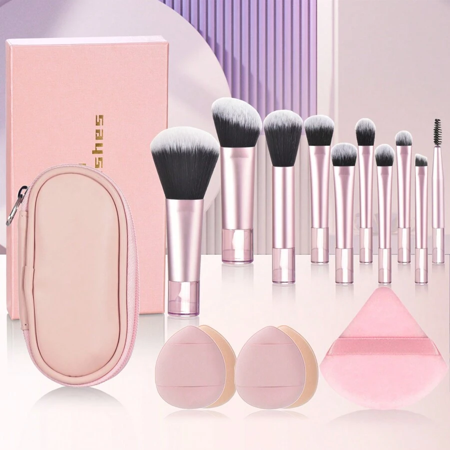 Bộ quà tặng du lịch 10 bộ cọ trang điểm mini cổ điển đa năng dùng để trang điểm cho tủ quần áo, và bộ kết hợp có túi đựng, bộ dụng cụ trang điểm tiết kiệm chi phí, bộ cọ, bộ cọ trang điểm, bộ cọ trang điểm, bộ trang điểm hoàn chỉnh, bộ cọ trang điểm, bộ trang điểm hoàn chỉnh, bộ cọ, bộ cọ trang điểm, bộ quà tặng trang điểm, bộ - Hồng - Xem 1