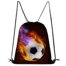 3D 打印足球主题捆绑口袋、彩色抽绳背包、运动健身训练储物袋 - 足球 - 查看 14