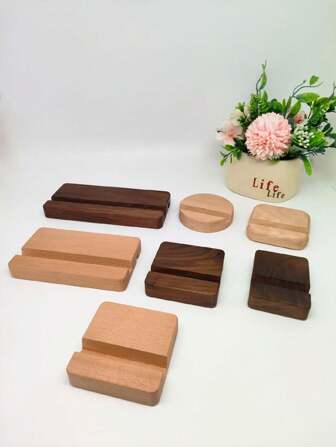 Solid Wood Phone Stand, Wooden Phone Holder, Desktop Beech Wood Tablet Phone Stand Compatible With IPhone, Android Phone, Gift For Birthday, Family, Friends Phone Accessories